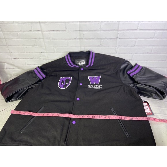 Marvel Black Panther Logo Letterman Varsity Jacket Wakanda Official Mens 2XL - Picture 10 of 13
